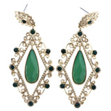 Mi Amore Filigree Drop-Dangle-Earrings Gold-Tone/Green