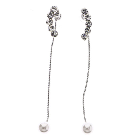 Mi Amore Drop-Dangle-Earrings Silver-Tone/White