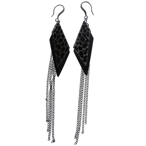Mi Amore Dangle-Earrings Black/Silver-Tone