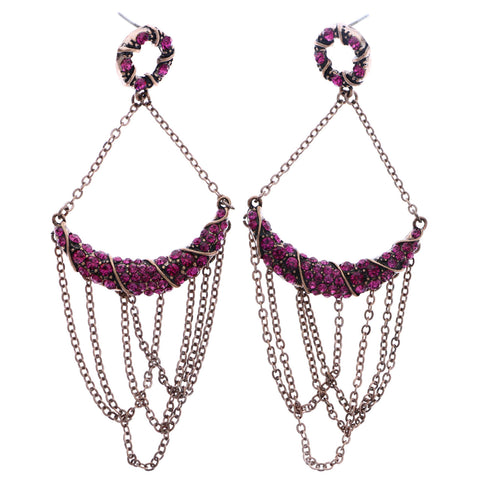 Mi Amore Drop-Dangle-Earrings Pink/Bronze-Tone