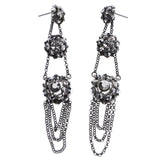 Mi Amore Drop-Dangle-Earrings Black/Silver-Tone