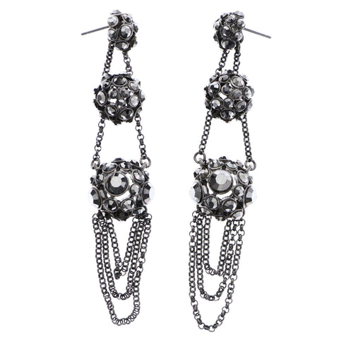 Mi Amore Drop-Dangle-Earrings Black/Silver-Tone