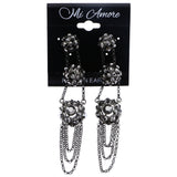 Mi Amore Drop-Dangle-Earrings Black/Silver-Tone