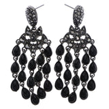 Mi Amore Drop-Dangle-Earrings Black/Silver-Tone