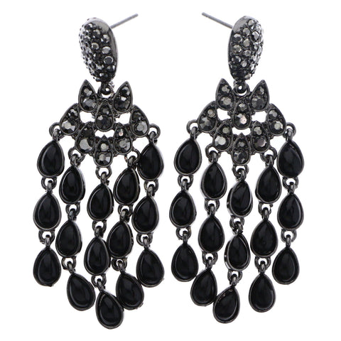 Mi Amore Drop-Dangle-Earrings Black/Silver-Tone