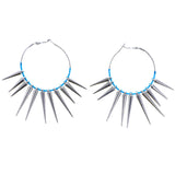 Mi Amore Spike Hoop-Earrings Silver-Tone/Blue