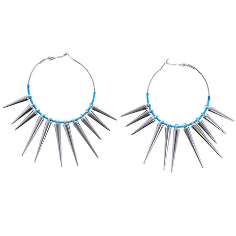 Mi Amore Spike Hoop-Earrings Silver-Tone/Blue