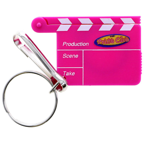 Mi Amore Clap Board Hidden Magnifying Glass Split-Ring-Keychain Pink & White
