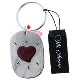 Mi Amore Love Heart Split-Ring-Keychain Silver-Tone & Red