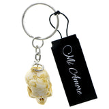 Mi Amore Skull Split-Ring-Keychain White/Brown