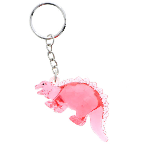 Mi Amore Stegosaurus Dinosaur Split-Ring-Keychain Red & Clear