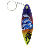 Mi Amore Surfboard Dolphins Waves Split-Ring-Keychain Multicolor & Silver-Tone