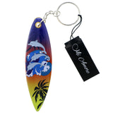 Mi Amore Surfboard Dolphins Waves Split-Ring-Keychain Multicolor & Silver-Tone