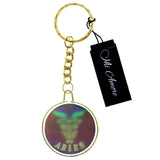 Mi Amore Zodiac Hologram Aries Ram Split-Ring-Keychain Multicolor & Gold-Tone