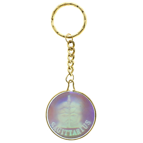 Zodiac Hologram Sagittarius Archer Split-Ring-Keychain Multicolor & Gold-Tone