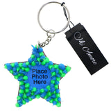 Mi Amore Squishy Spike Star Picture-Frame-Keychain Blue & Green