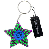 Mi Amore Squishy Spike Star Picture-Frame-Keychain Green & Purple