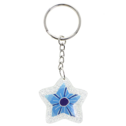 Mi Amore Star Split-Ring-Keychain Blue/Silver-Tone