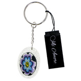 Mi Amore Smiley Face Flower Split-Ring-Keychain Purple & Silver-Tone
