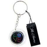 Mi Amore Love Flower Split-Ring-Keychain Black & Silver-Tone