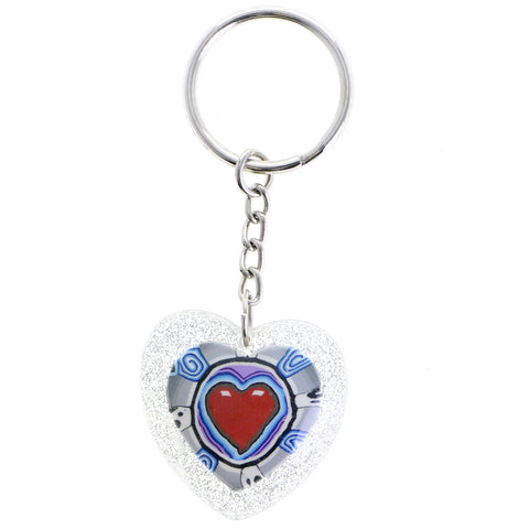 Mi Amore Heart Skull Split-Ring-Keychain Red & Silver-Tone