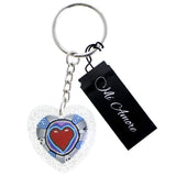 Mi Amore Heart Skull Split-Ring-Keychain Red & Silver-Tone