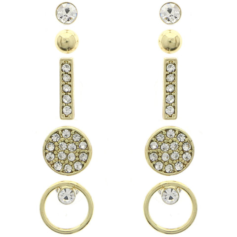 Mi Amore Shapes Crystal Multiple-Earring-Set Gold-Tone