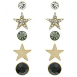 Mi Amore Star Crystal Multiple-Earring-Set Gold-Tone & Black