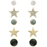 Mi Amore Star Multiple-Earring-Set Gold-Tone/Black
