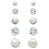 Mi Amore Crystal Multiple-Earring-Set Silver-Tone/White