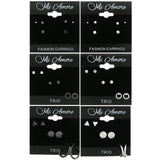 Mi Amore Multiple-Earring-Set Silver-Tone/Dark-Silver