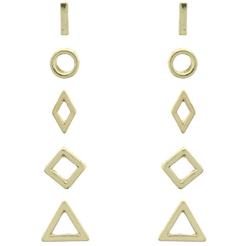 Mi Amore Shapes Multiple-Earring-Set Gold-Tone