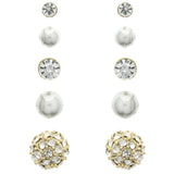 Mi Amore Multiple-Earring-Set Gold-Tone/White