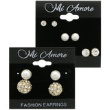 Mi Amore Multiple-Earring-Set Gold-Tone/White