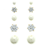 Mi Amore Cubic-Zirconia Multiple-Earring-Set Gold-Tone/White