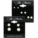 Mi Amore Cubic-Zirconia Multiple-Earring-Set Gold-Tone/White