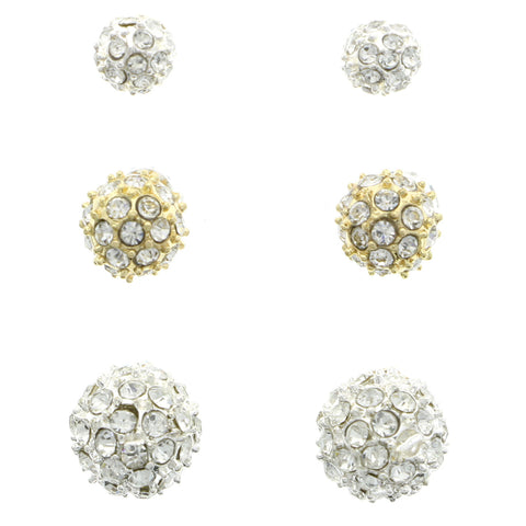 Mi Amore Crystal Multiple-Earring-Set Silver-Tone/Gold-Tone