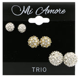 Mi Amore Crystal Multiple-Earring-Set Silver-Tone/Gold-Tone
