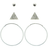 Mi Amore Crystal Multiple-Earring-Set Silver-Tone