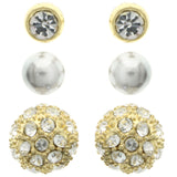 Mi Amore Multiple-Earring-Set Gold-Tone/White