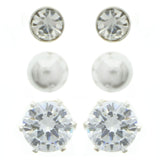 Mi Amore Multiple-Earring-Set Silver-Tone