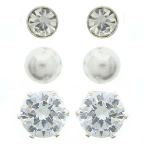 Mi Amore Multiple-Earring-Set Silver-Tone