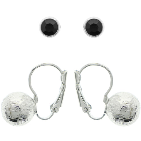 Mi Amore Multiple-Earring-Set Silver-Tone/Black