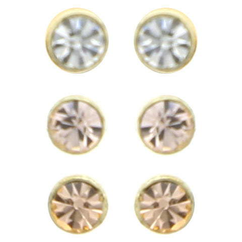 Mi Amore Multiple-Earring-Set Gold-Tone/Pink