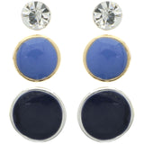 Mi Amore Blue Multiple-Earring-Set Silver-Tone/Gold-Tone