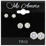 Mi Amore Multiple-Earring-Set Gold-Tone