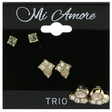 Mi Amore Crystal Multiple-Earring-Set Gold-Tone/Pink