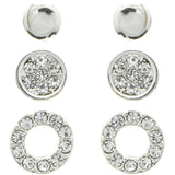Mi Amore Crystal Multiple-Earring-Set Silver-Tone