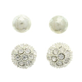 Mi Amore Crystal Multiple-Earring-Set Silver-Tone/White