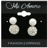 Mi Amore Crystal Multiple-Earring-Set Silver-Tone/White